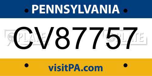 CV87757 Pennsylvania License Plate