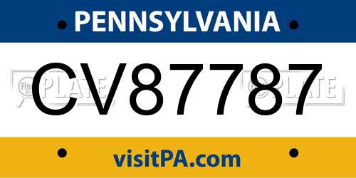 CV87787 Pennsylvania License Plate