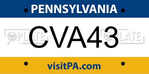 CVA43 Pennsylvania License Plate