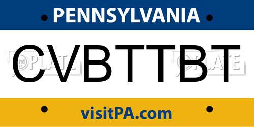 CVBTTBT Pennsylvania License Plate