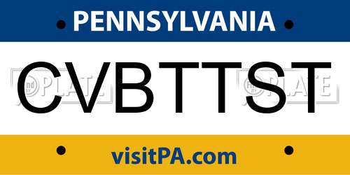CVBTTST Pennsylvania License Plate
