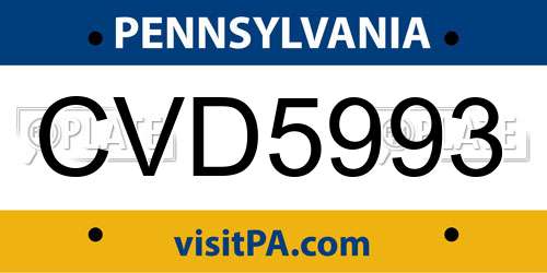 CVD5993 Pennsylvania License Plate