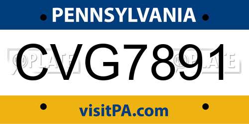 CVG7891 Pennsylvania License Plate