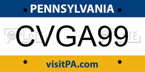 CVGA99 Pennsylvania License Plate