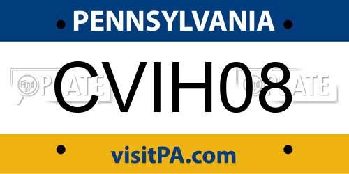 CVIH08 Pennsylvania License Plate
