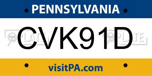 CVK91D Pennsylvania License Plate