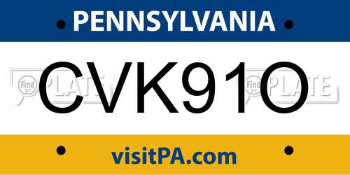 CVK91O Pennsylvania License Plate
