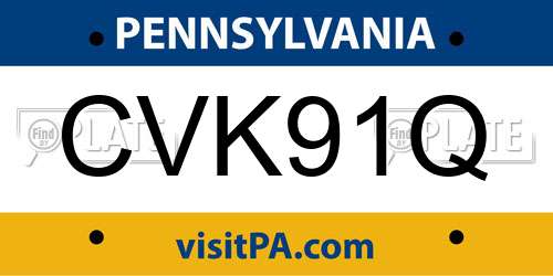 CVK91Q Pennsylvania License Plate