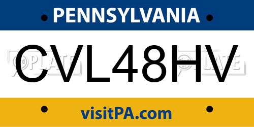 CVL48HV Pennsylvania License Plate