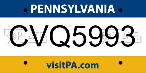 CVQ5993 Pennsylvania License Plate