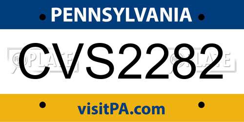 CVS2282 Pennsylvania License Plate
