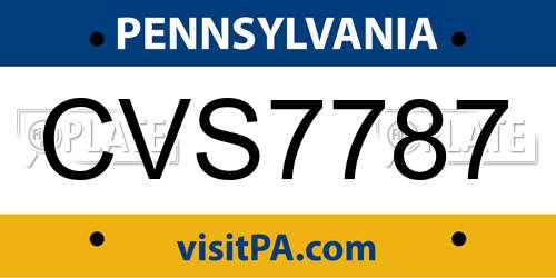 CVS7787 Pennsylvania License Plate