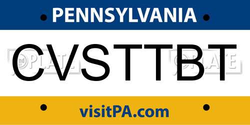 CVSTTBT Pennsylvania License Plate