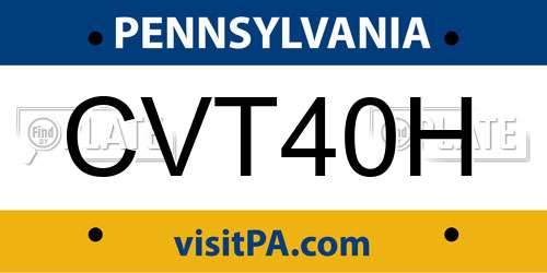 CVT40H Pennsylvania License Plate