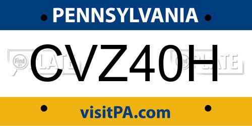 CVZ40H Pennsylvania License Plate