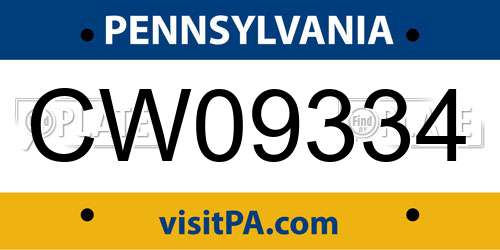 CW09334 Pennsylvania License Plate