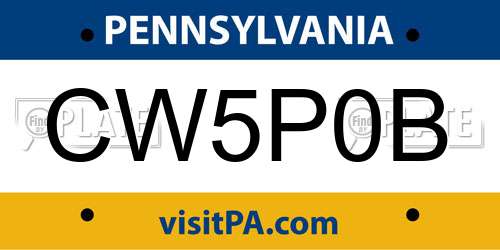 CW5P0B Pennsylvania License Plate
