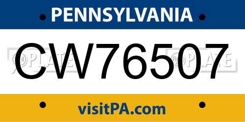 CW76507 Pennsylvania License Plate