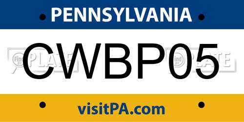 CWBP05 Pennsylvania License Plate