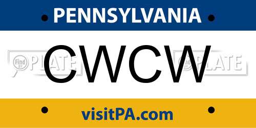 CWCW Pennsylvania License Plate