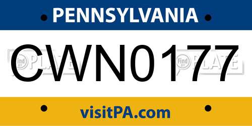 CWN0177 Pennsylvania License Plate