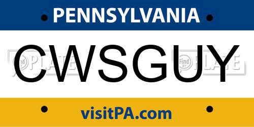 CWSGUY Pennsylvania License Plate