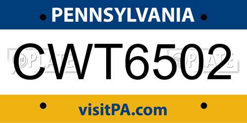CWT6502 Pennsylvania License Plate