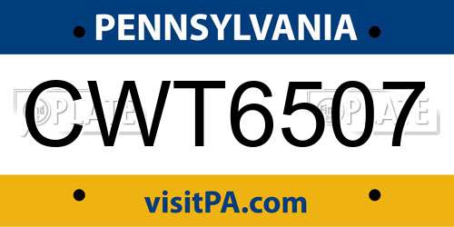 CWT6507 Pennsylvania License Plate