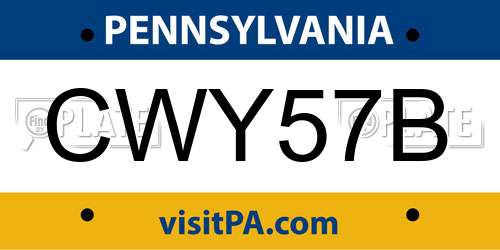 CWY57B Pennsylvania License Plate