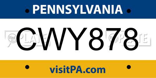 CWY878 Pennsylvania License Plate