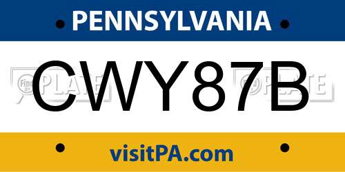 CWY87B Pennsylvania License Plate