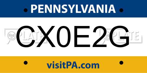 CX0E2G Pennsylvania License Plate