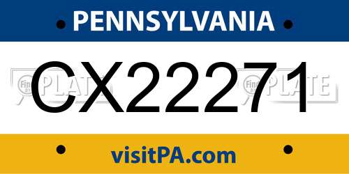 CX22271 Pennsylvania License Plate
