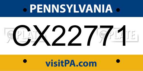 CX22771 Pennsylvania License Plate