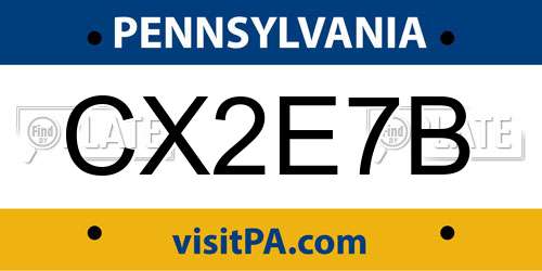 CX2E7B Pennsylvania License Plate