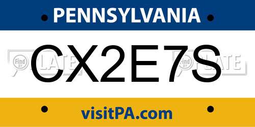 CX2E7S Pennsylvania License Plate