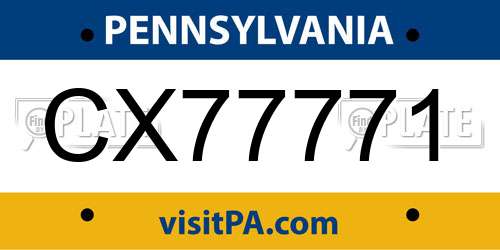 CX77771 Pennsylvania License Plate