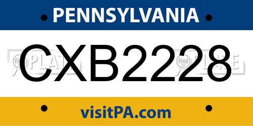 CXB2228 Pennsylvania License Plate