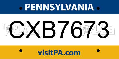 CXB7673 Pennsylvania License Plate