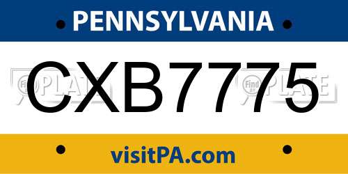 CXB7775 Pennsylvania License Plate
