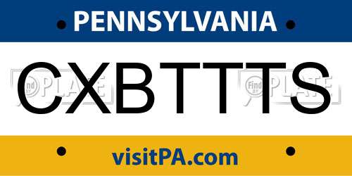 CXBTTTS Pennsylvania License Plate