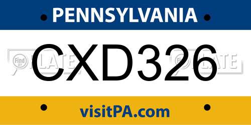 CXD326 Pennsylvania License Plate