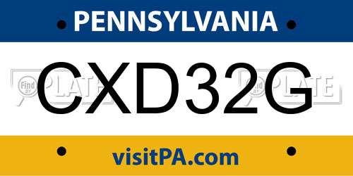 CXD32G Pennsylvania License Plate