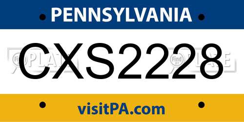 CXS2228 Pennsylvania License Plate