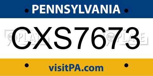 CXS7673 Pennsylvania License Plate
