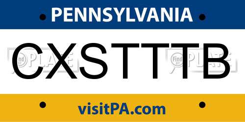 CXSTTTB Pennsylvania License Plate