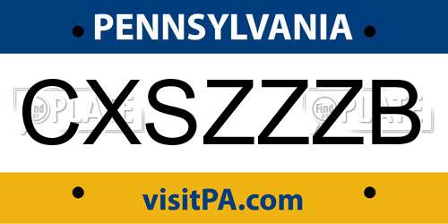 CXSZZZB Pennsylvania License Plate