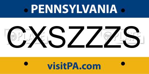 CXSZZZS Pennsylvania License Plate