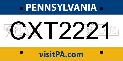 CXT2221 Pennsylvania License Plate