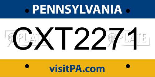 CXT2271 Pennsylvania License Plate